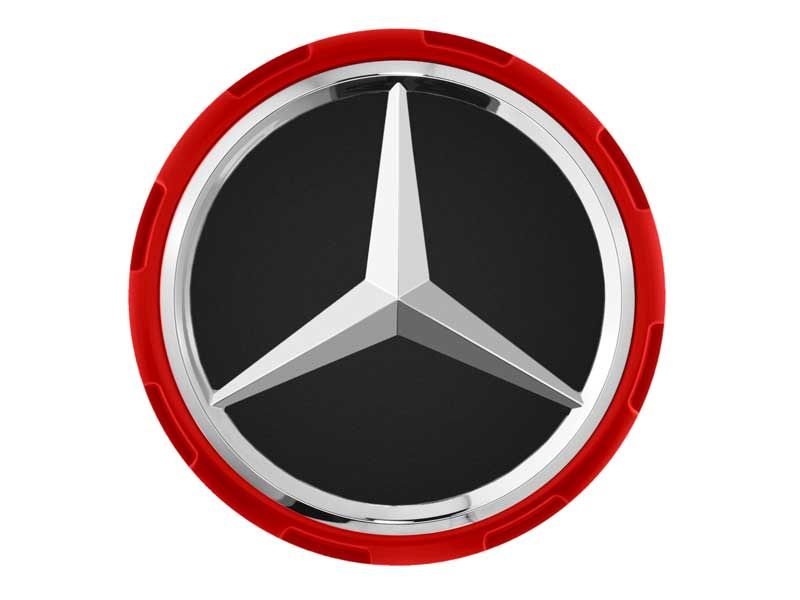 Cache-moyeu couleur rouge Mercedes 75mm