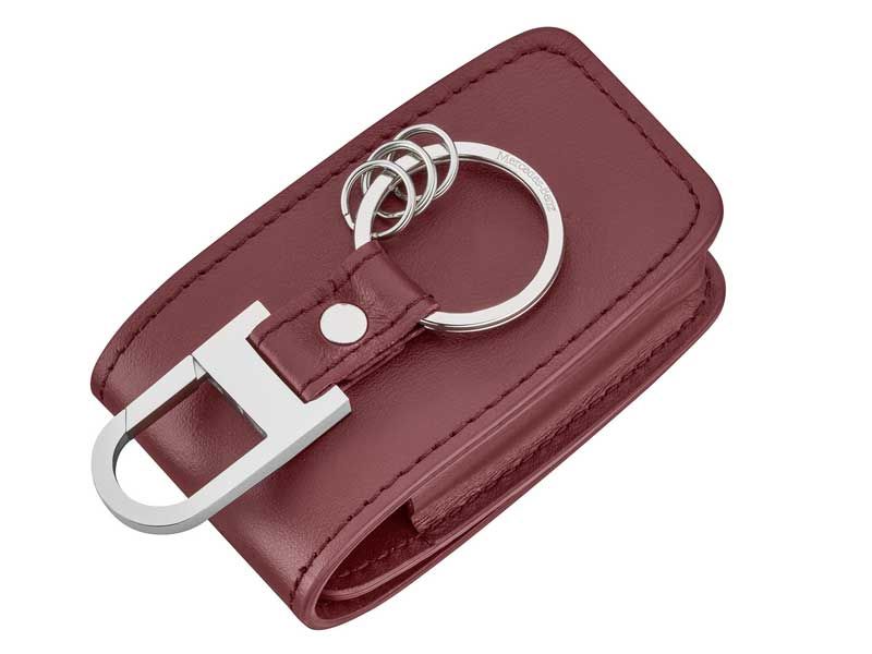  Etui à clés rouge Mercedes-Benz, Cuir de vachette/ Acier inoxydable