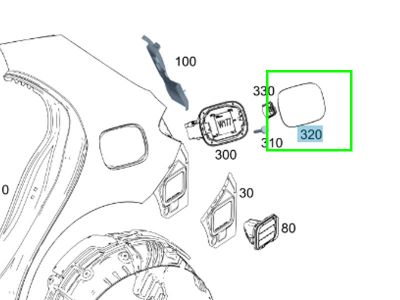 Coque trappe à carburant Classe A W177 Mercedes-Benz