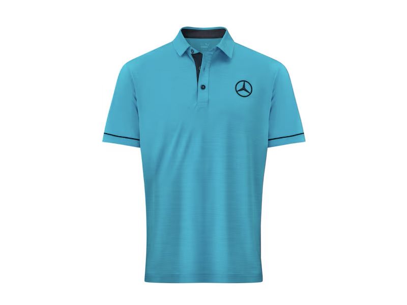 Polo de golf bleu blanc homme, Colorblock Mercedes-Benz