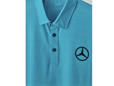 Polo de golf bleu blanc homme, Colorblock Mercedes-Benz