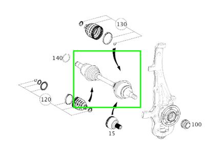 Arbre de transmission Avant GLE 250 d 4MATIC W166 Mercedes-Benz