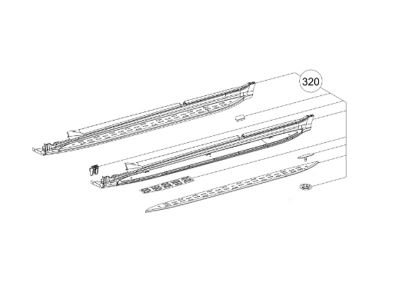 Marchepied Gauche pour GLE W166 Mercedes-Benz - Finition aluminium et picots caoutchouc